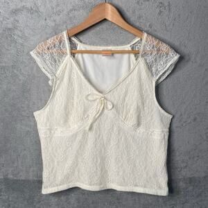 Y2k Babydoll Top 3X Lace Cap‎ Sleeve Cottage Fairy Feminine Romantic Coquette